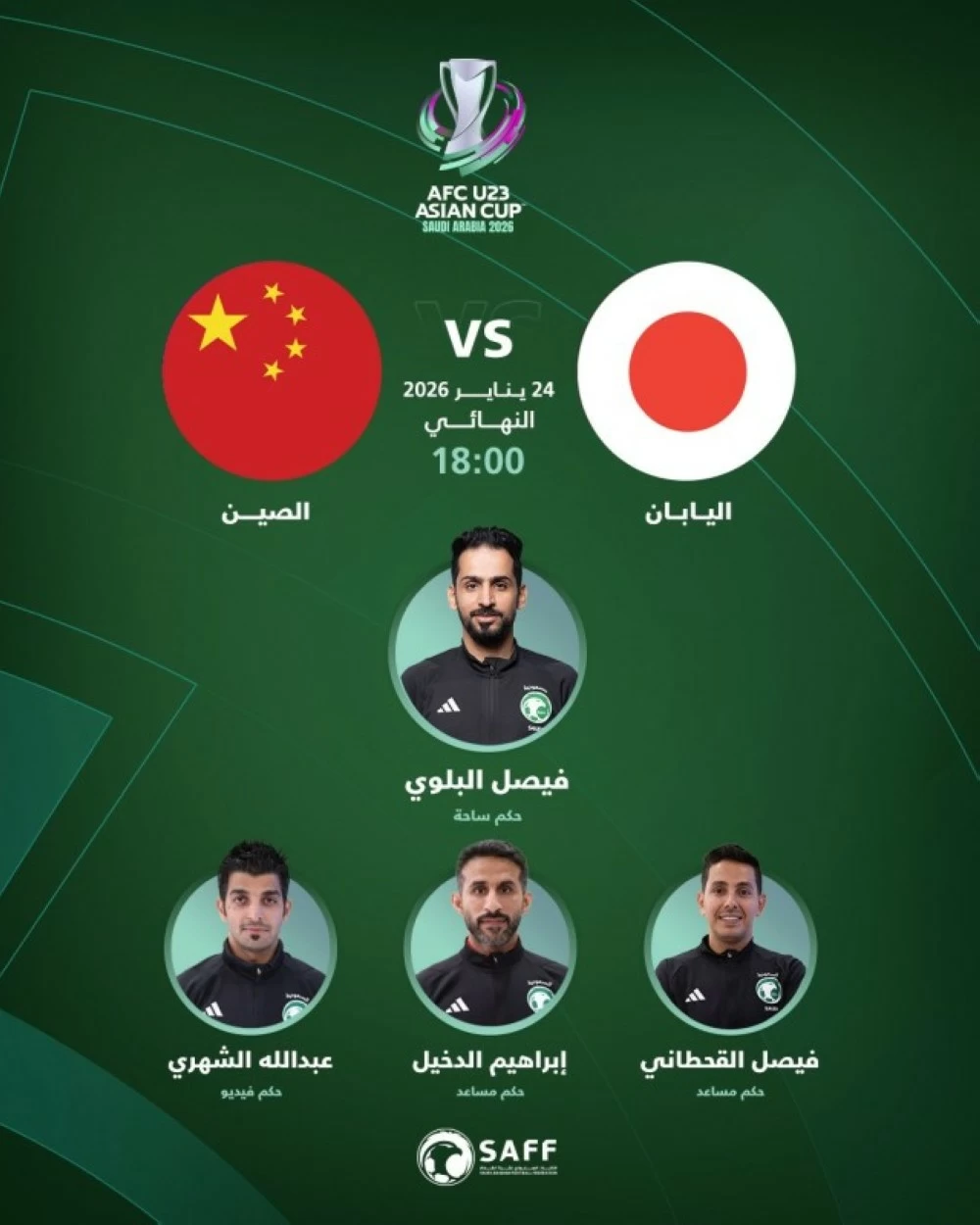 فيصل البلوي يدير نهائي كأس آسيا تحت 23 عامًا | إنجاز للتحكيم السعودي