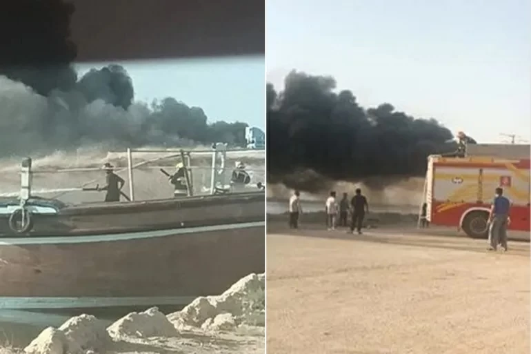 تفاصيل اندلاع حريق ميناء دير الإيراني في سفن تجارية