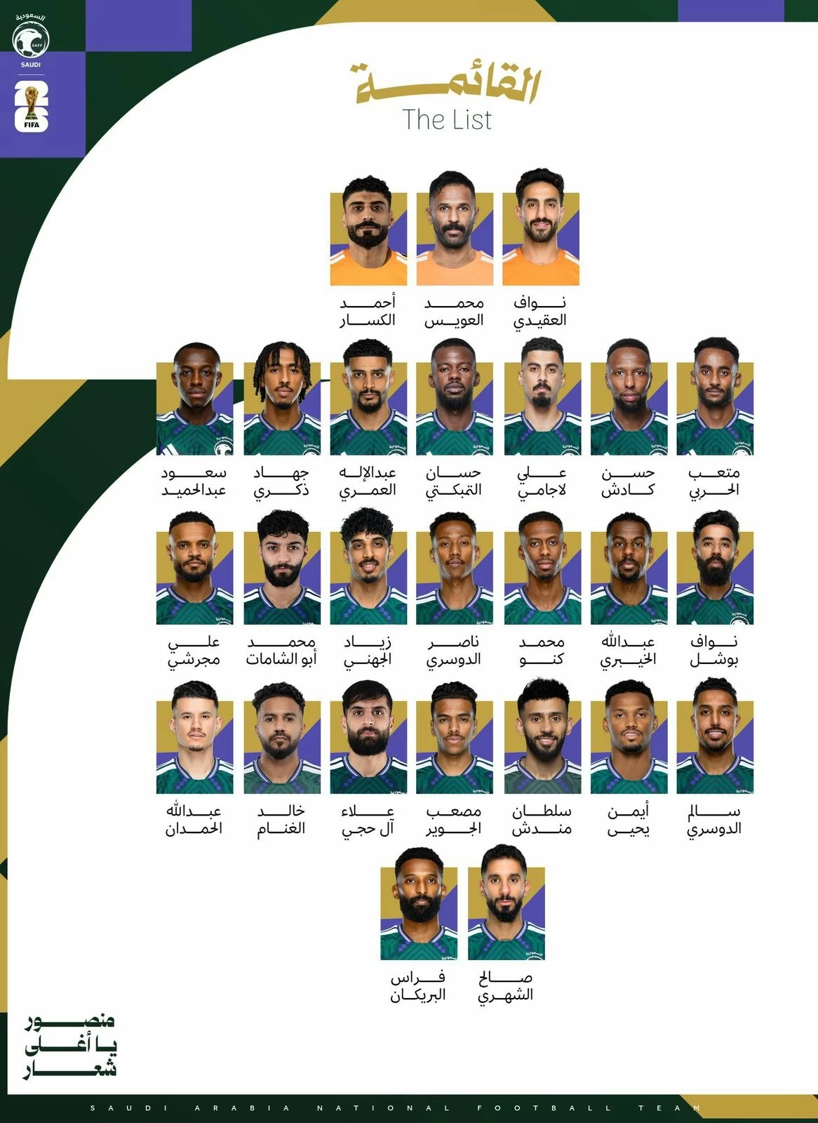 قائمة المنتخب السعودي للمونديال 2026: مانشيني يعلن التشكيلة النهائية